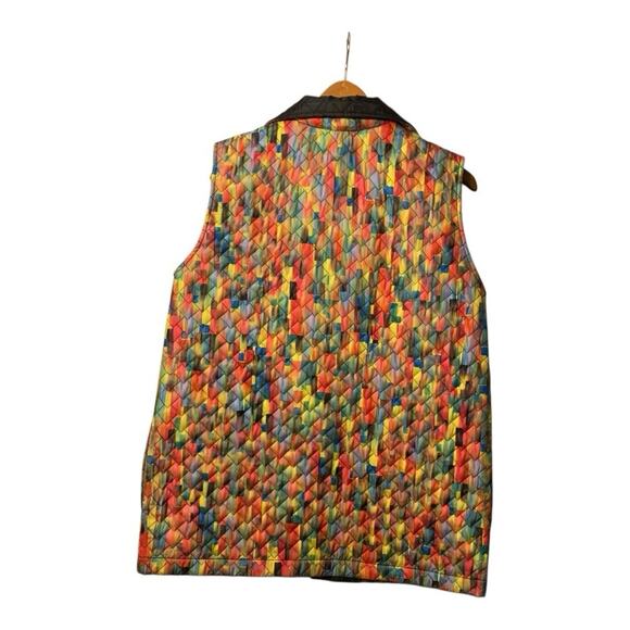 Caroline Rose Multicolor Quilted Zip Front Vest With Pockets Small - Picture 5 of 7